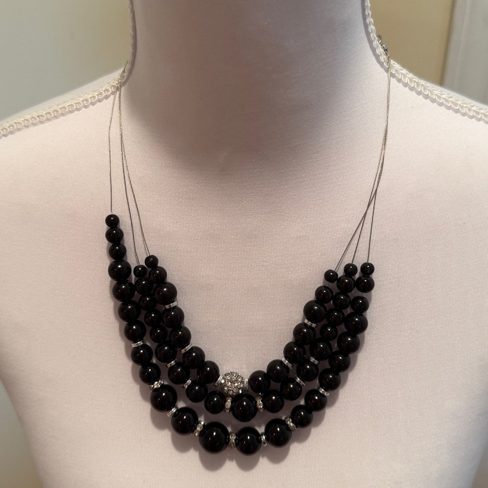 White House Black Market Triple Strand Black Necklace